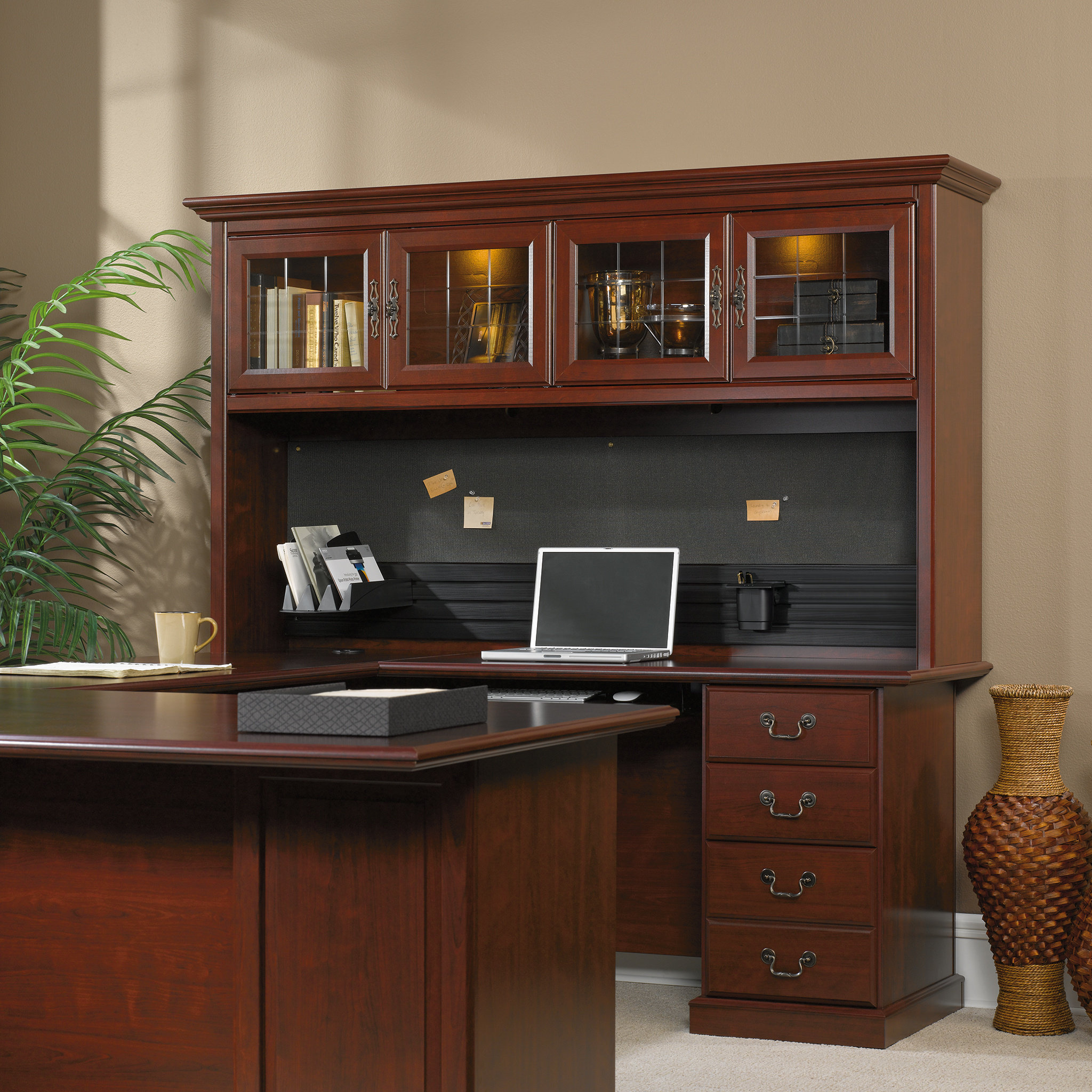 Sauder Heritage Hill Executive Desk Return Hutch Ste Classic Cherry Finish Reviews Wayfair